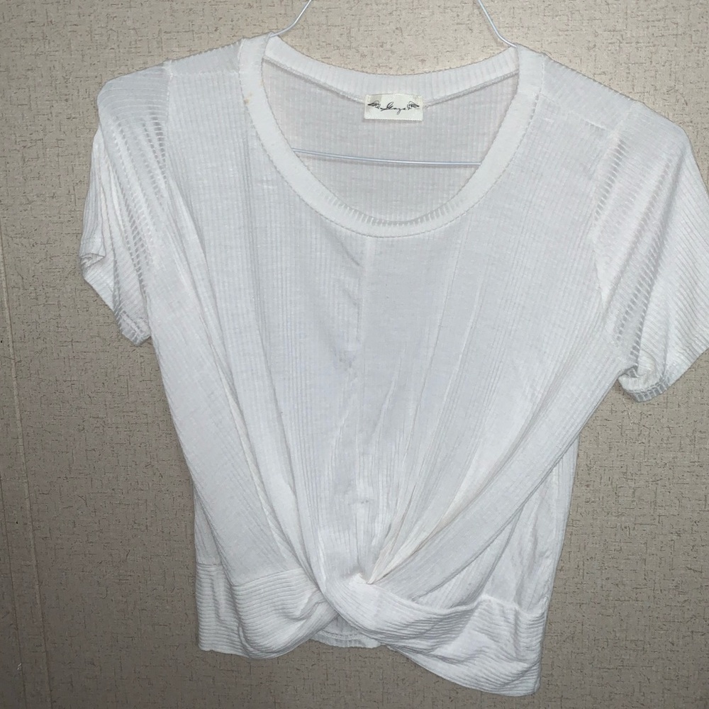 White Crop Top Tie in Front